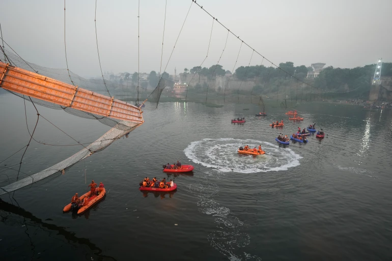 Death toll from bridge collapse in India rises to 132
