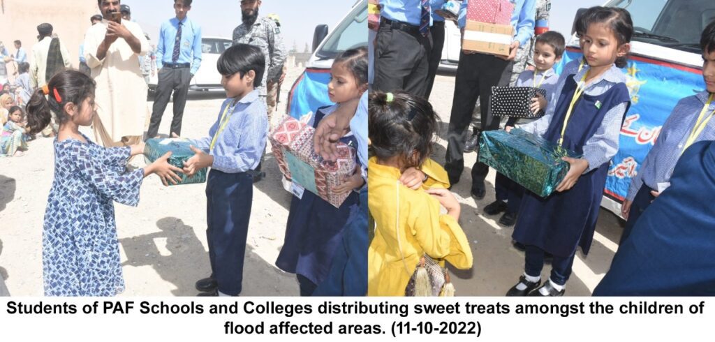 Students of PAF Schools & Colleges contribute in flood relief activities
