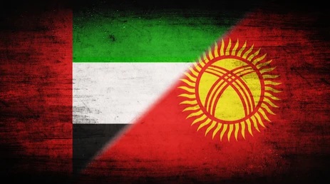 flags-uae-kyrgyzstan-divided-diagonally-260nw-622601486