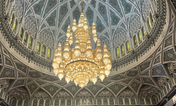 World second largest chandelier at Sultan Qaboos Grand Mosque Oman