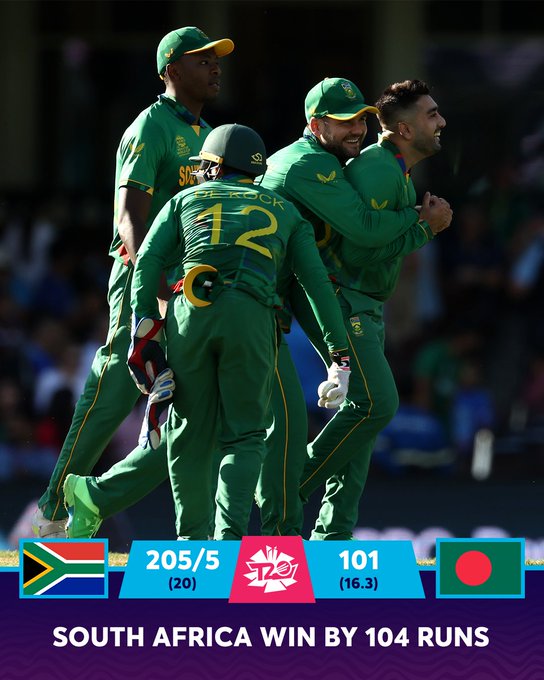 South Africa stun Bangladesh by 104 runs