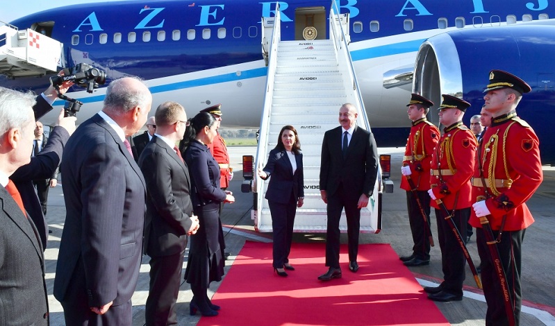 President of Azerbaijan arrives in Albania