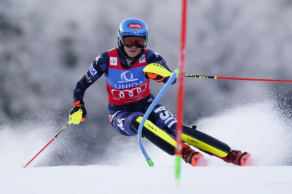 Shiffrin 2nd in slalom skiing