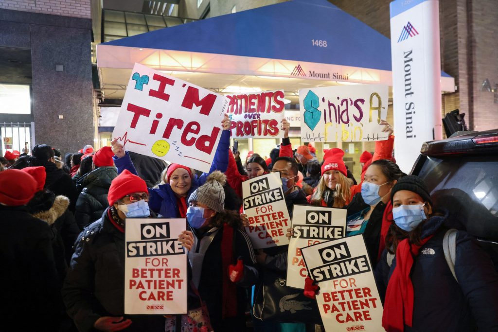 Nurses on strike at two big hospitals in New York City