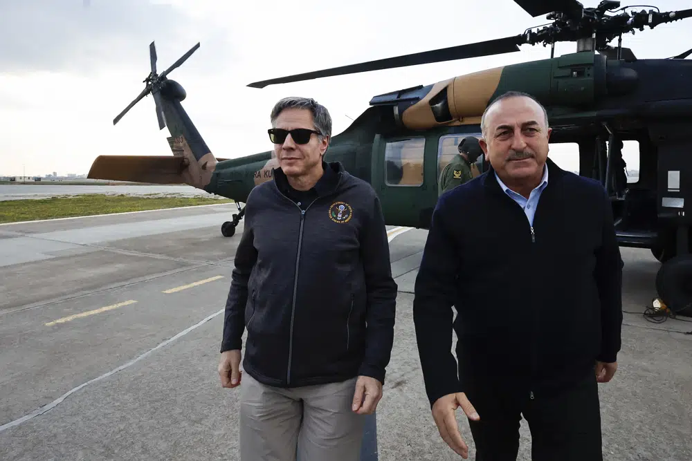 Blinken tours Turkiye’s earthquake zone, pledges $100M in aid
