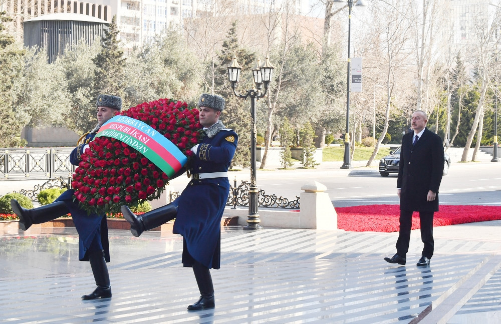 President of Azerbaijan visits Khojaly genocide memorial