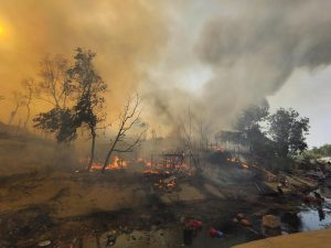 Fire hits crowded Rohingya refugee camp in Bangladesh
