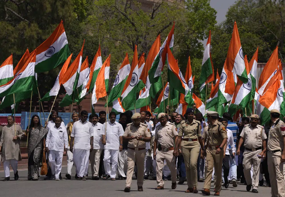 Indian opposition lawmakers rally against Modi government