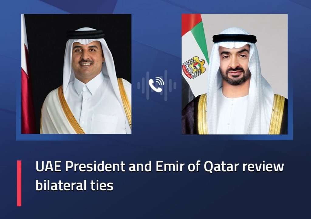 UAE President, Amir of Qatar review bilateral relations