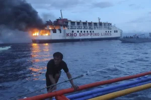 Philippine ferry catches fire at sea, all 120 people aboard rescued