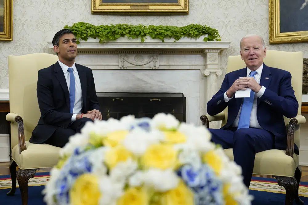 Biden, Sunak vow to stick together on Ukraine, cooperation on clean energy transition, AI