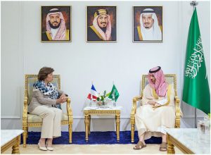 Saudi FM meets French, Lebanese counterparts