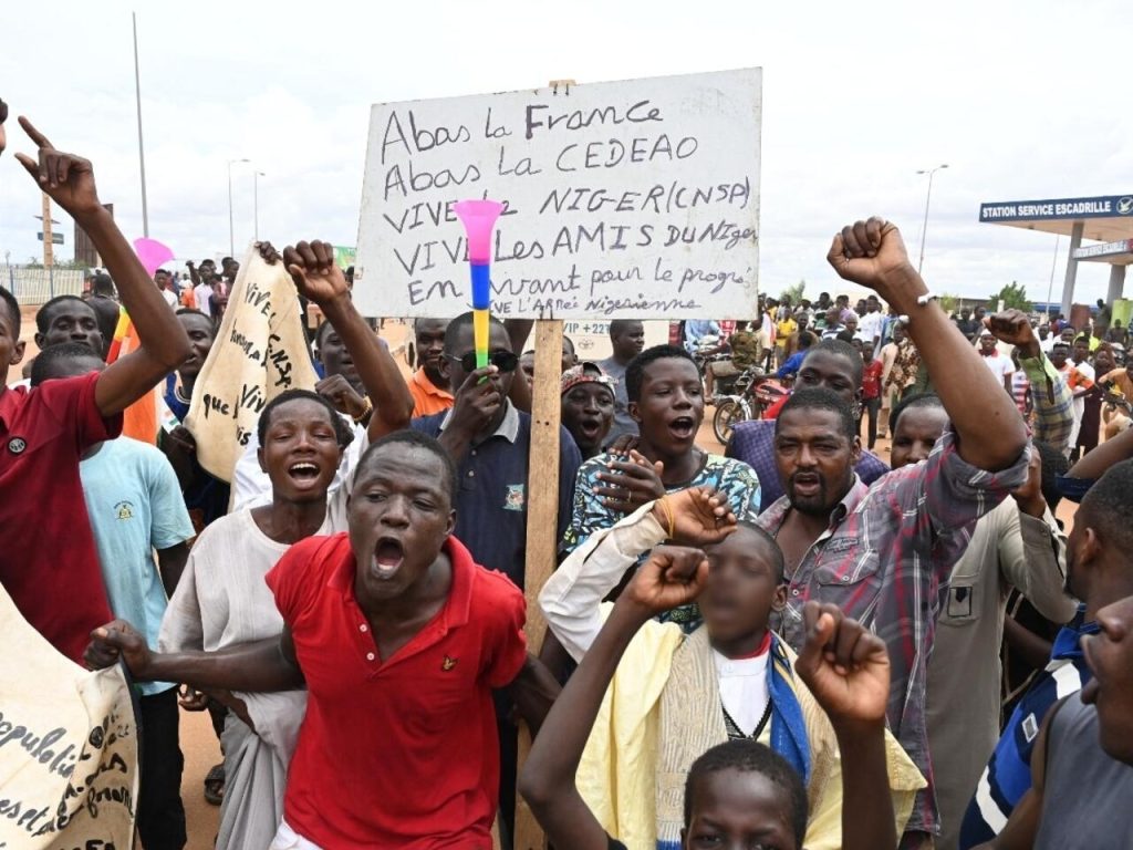Niger coup supporters protest near French military base in Niamey