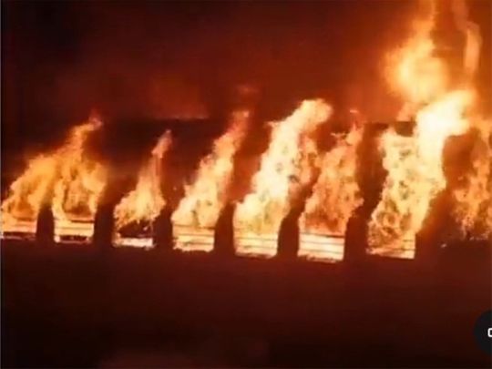 Fire erupts inside train compartment in southern India, 9 killed