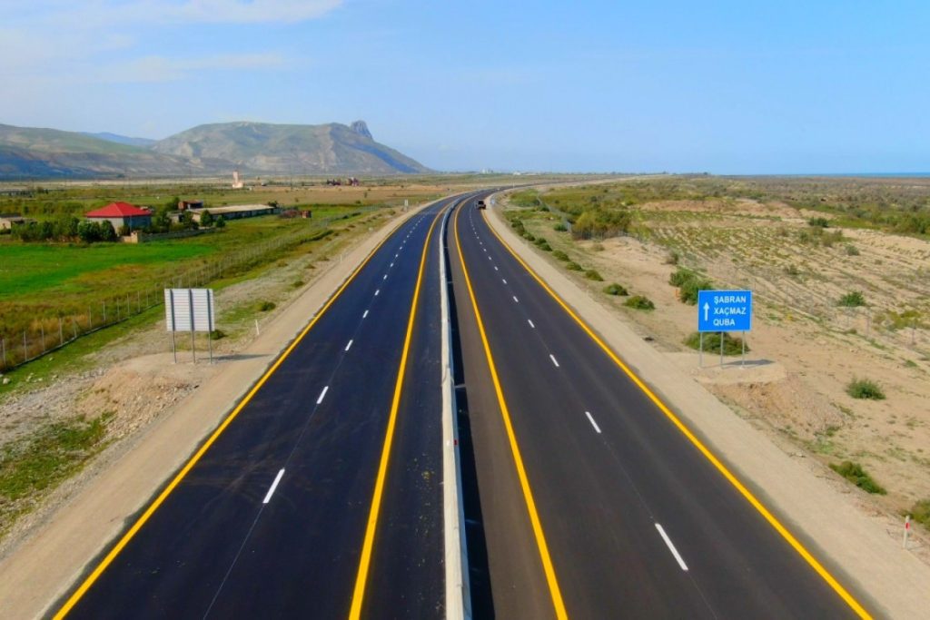 Ilham Aliyev participates in opening of new Baku-Guba-Russian Federation state border toll road