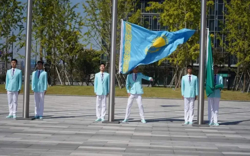 Kazakhstan's Flag raised at 2022 Asian Para Games in Hangzhou