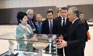 Mirziyoyev, Macron visit Uzbekistan's cultural heritage exhibition