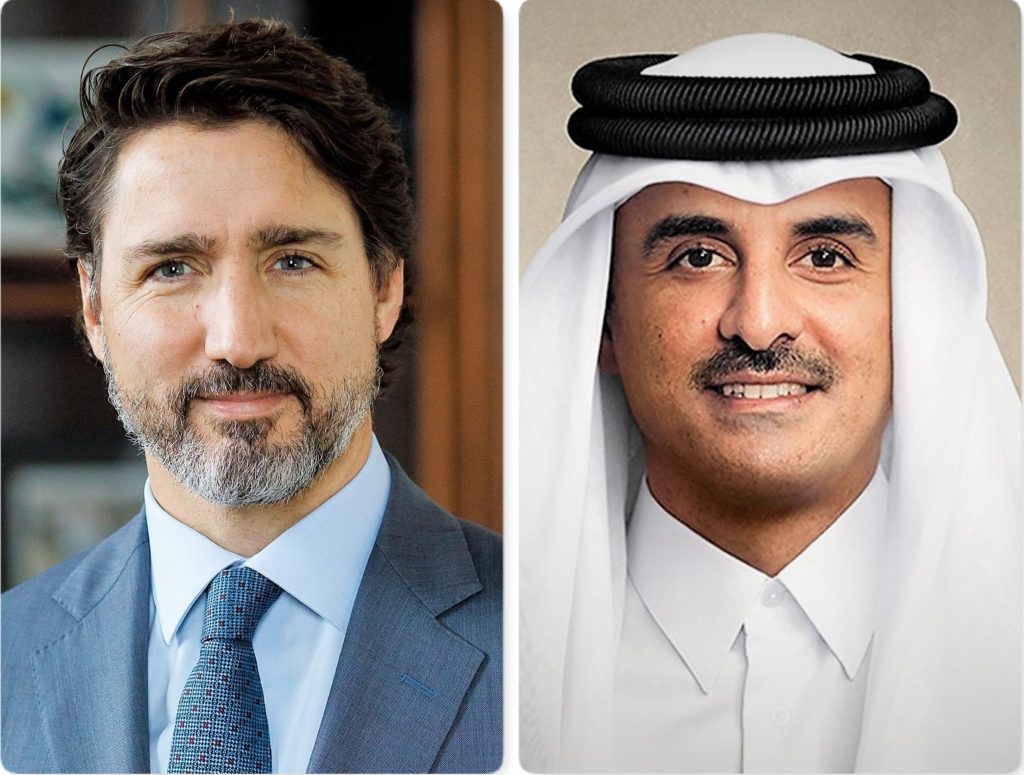 Qatari Amir receives phone call from PM of Canada