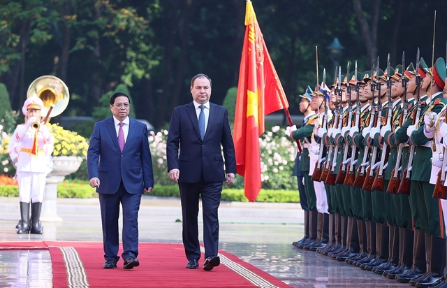 PM Chinh hosts welcome ceremony for Belarusian Prime Minister