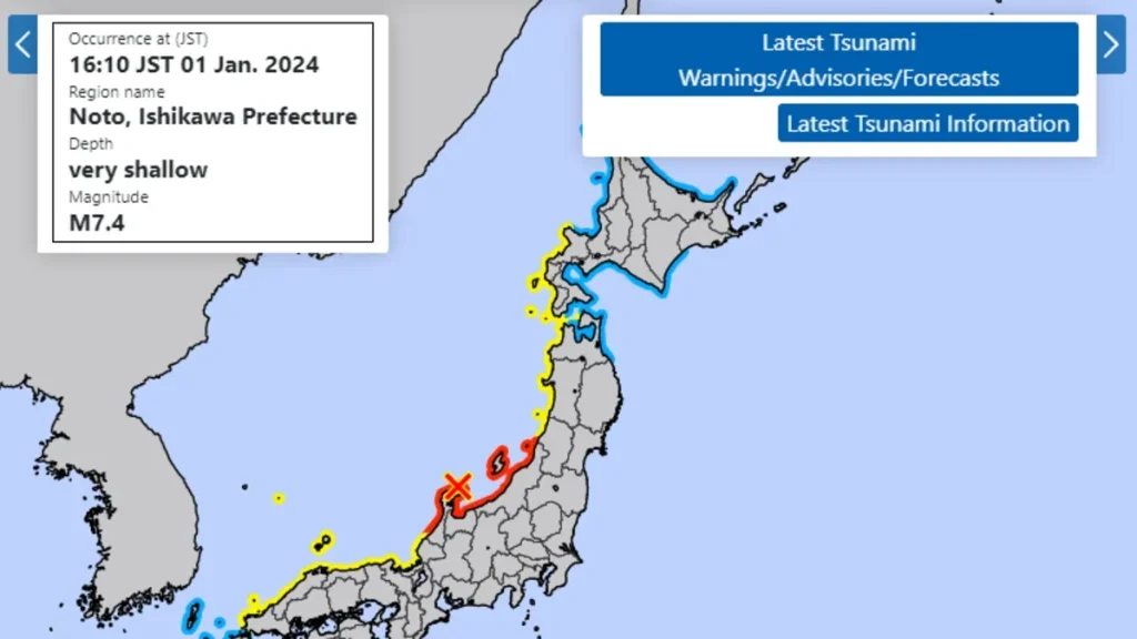 7.4 magnitude earthquake triggers tsunami alert along Japan's western coastal region