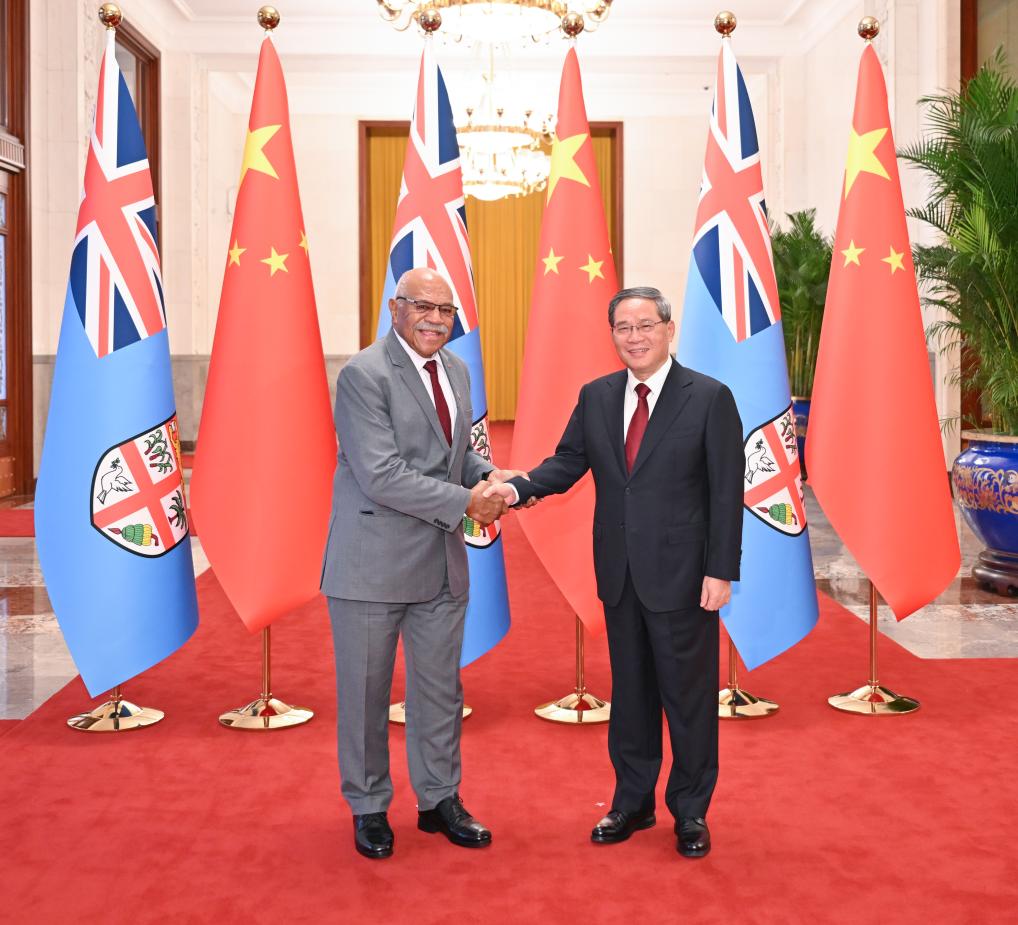 Beijing, The Gulf Observer: Chinese Premier Li Qiang held talks with the Prime Minister of the Republic of Fiji, Sitiveni Rabuka, on Sunday