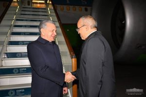 President of Uzbekistan Shavkat Mirziyoyev Arrives in Baku for COP29 Conference