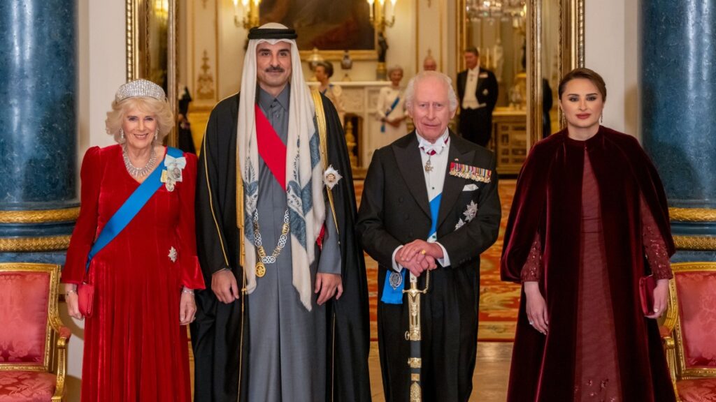Qatari Amir and Consort Attend State Dinner Hosted by King Charles III at Buckingham Palace