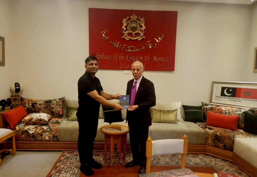 Renowned Foreign Affairs Expert Muhammad Ali Pasha Presents His Poetry Book to Moroccan Ambassador in Islamabad