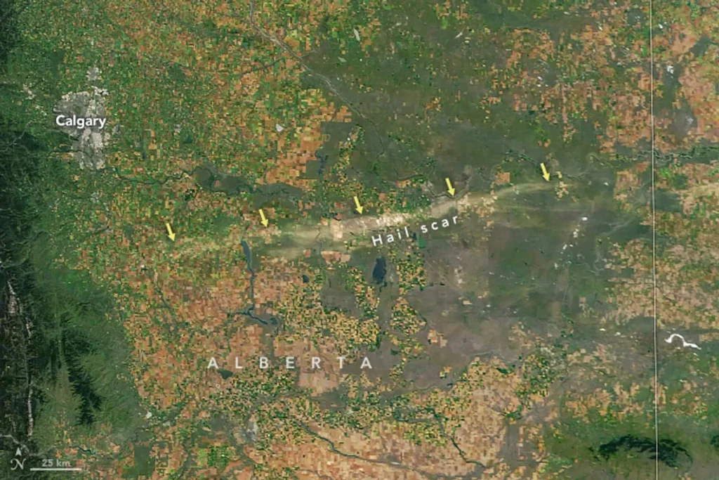 Satellite Images Reveal Massive ‘Hail Scar’ Across Southern Alberta Prairies