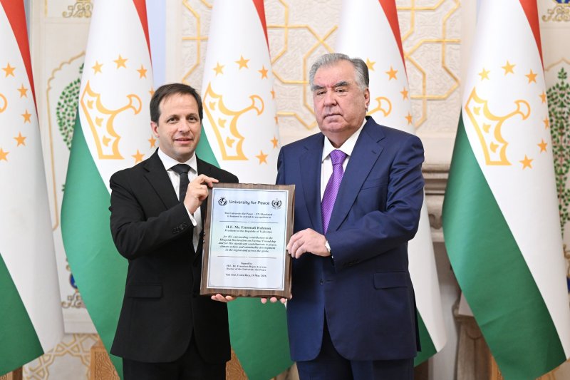 President Emomali Rahmon Awarded UN University for Peace Certificate of Recognition